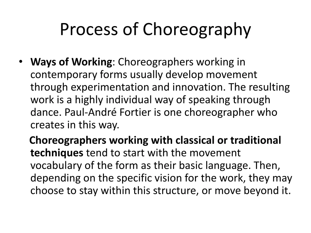 process of choreography