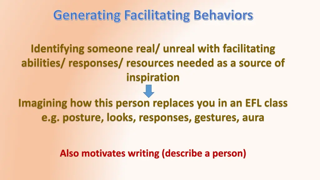 generating facilitating behaviors