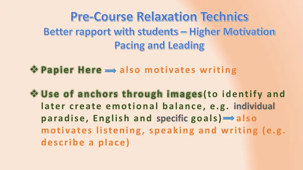 pre course relaxation technics better rapport