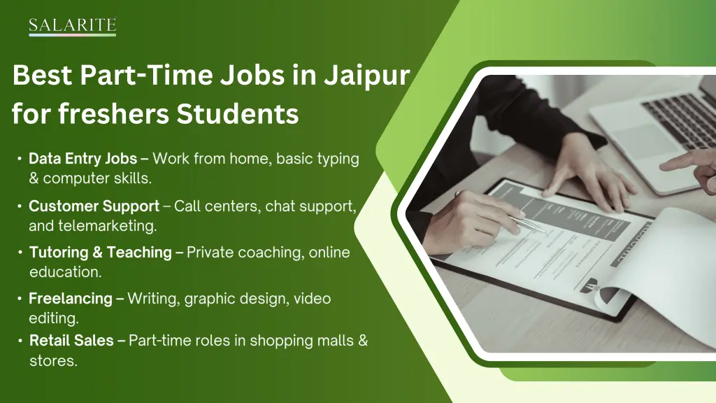 best part time jobs in jaipur for freshers