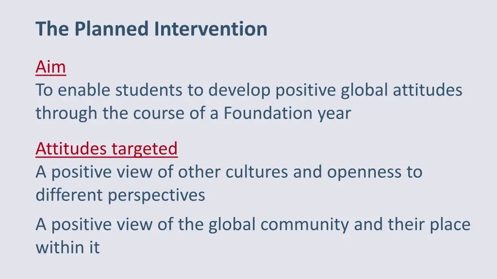 the planned intervention 1