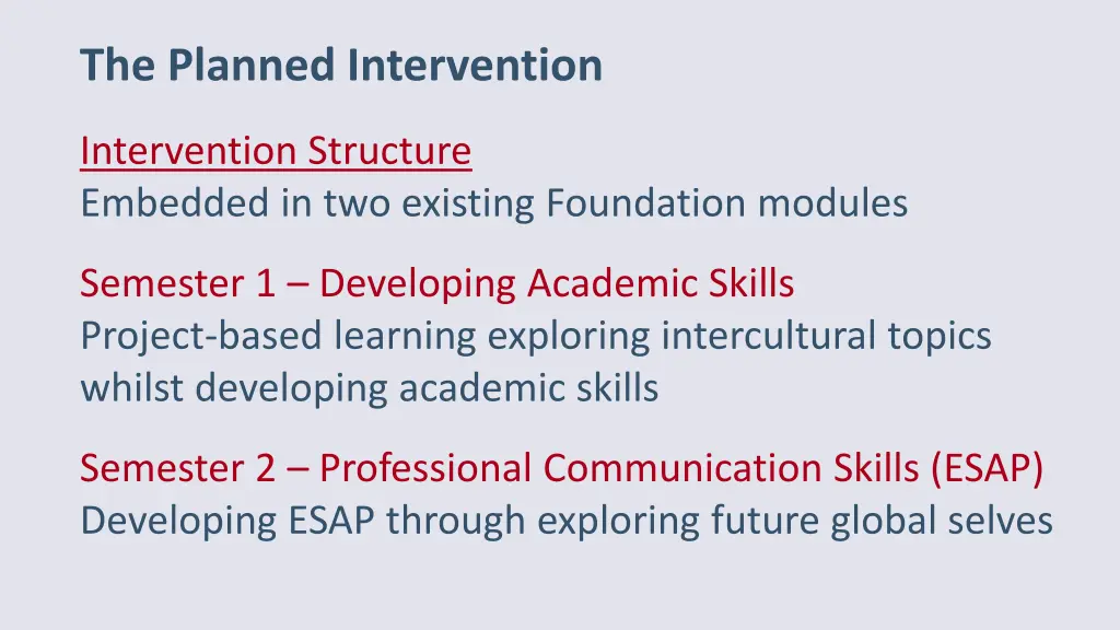 the planned intervention 2