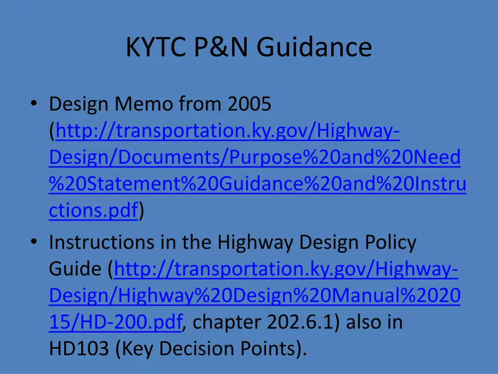 kytc p n guidance