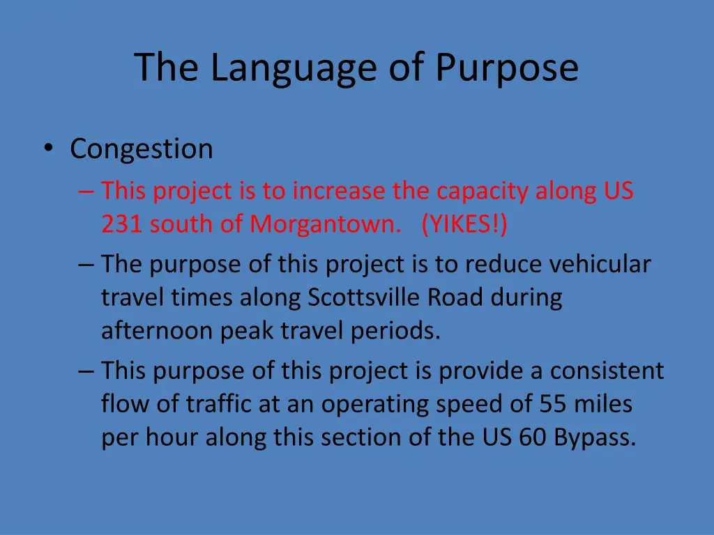 the language of purpose