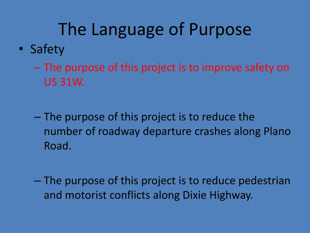 the language of purpose safety the purpose