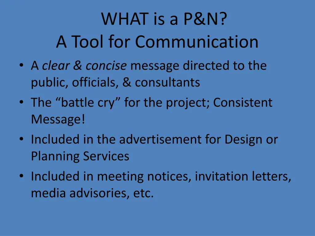 what is a p n a tool for communication