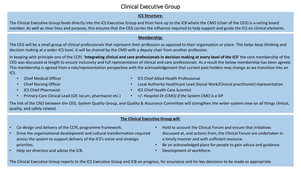 clinical executive group clinical executive group