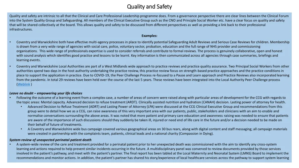 quality and safety quality and safety