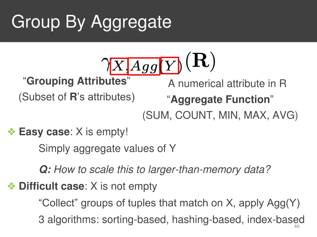 group by aggregate