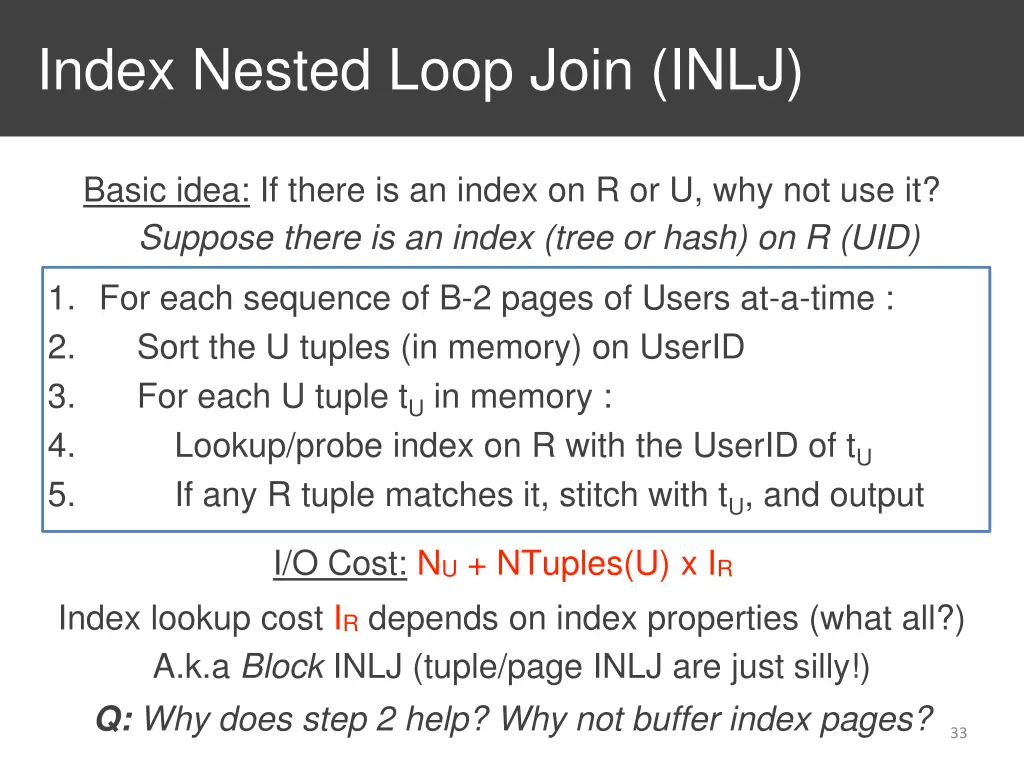 index nested loop join inlj