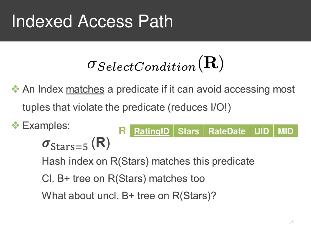 indexed access path