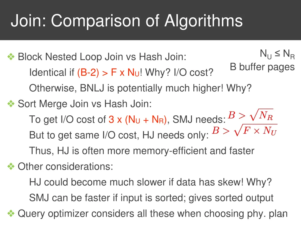 join comparison of algorithms