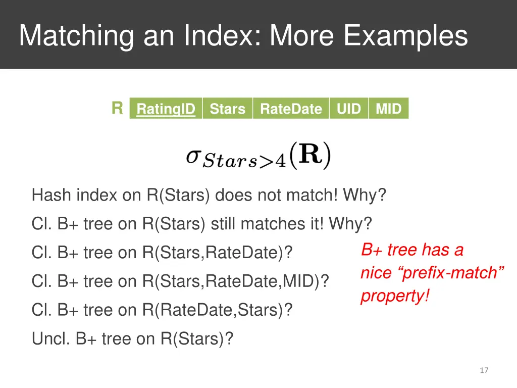 matching an index more examples