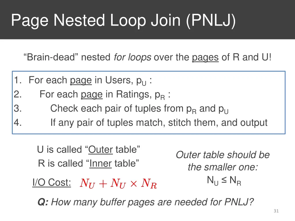 page nested loop join pnlj
