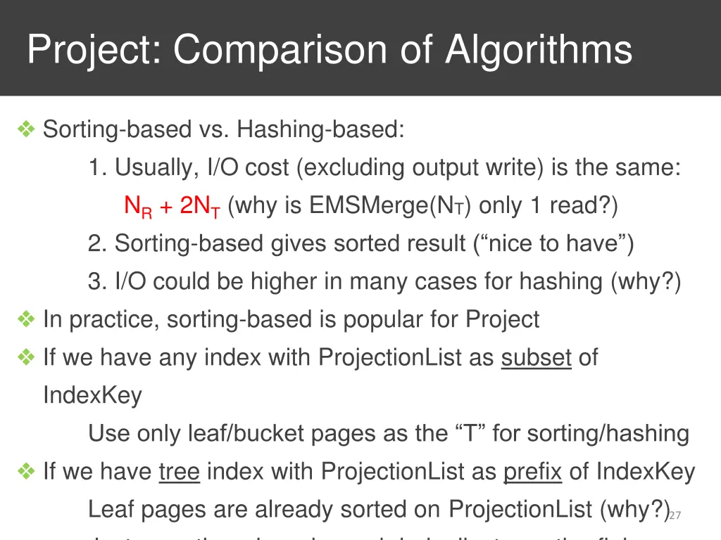 project comparison of algorithms