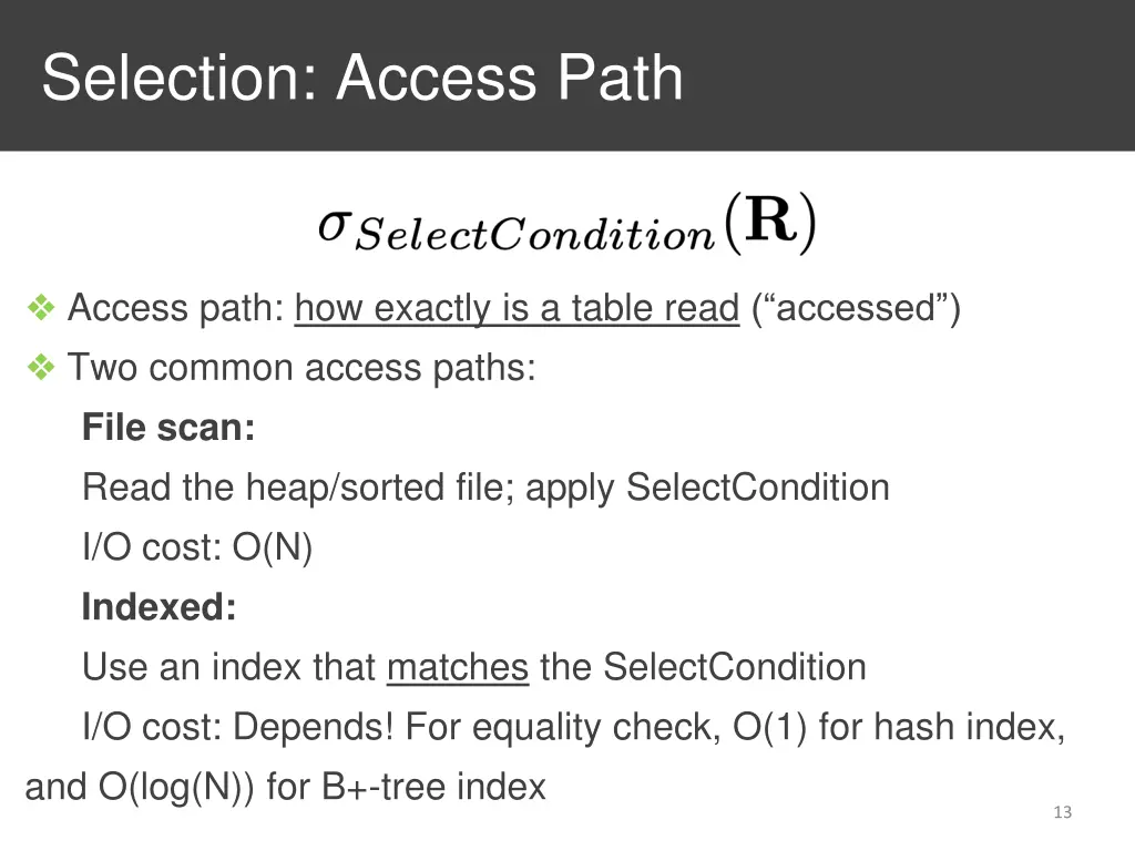 selection access path