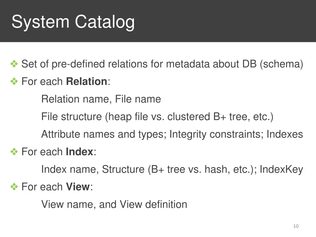system catalog