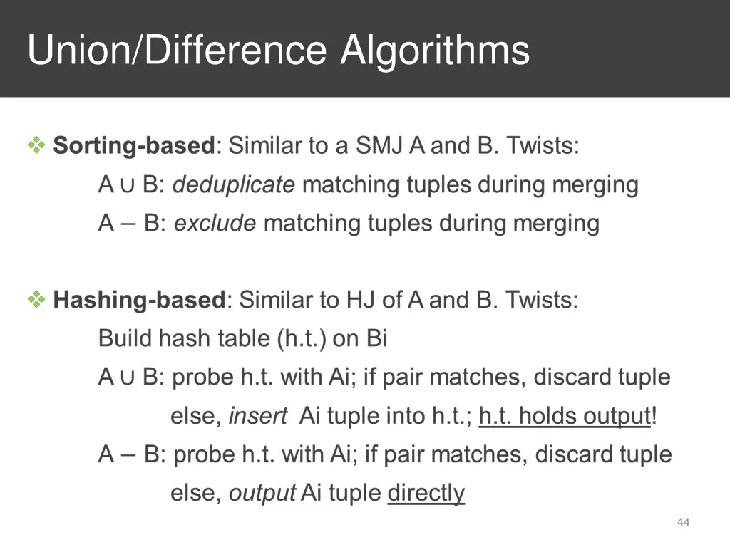 union difference algorithms