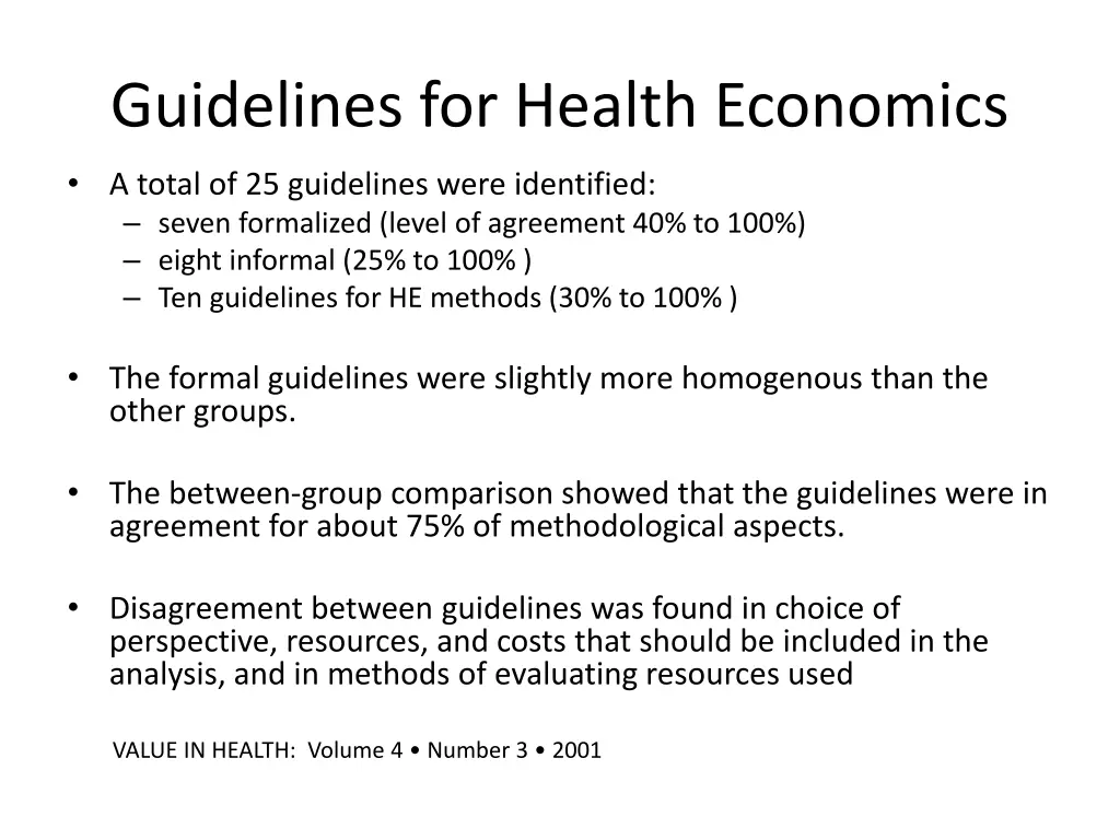 guidelines for health economics