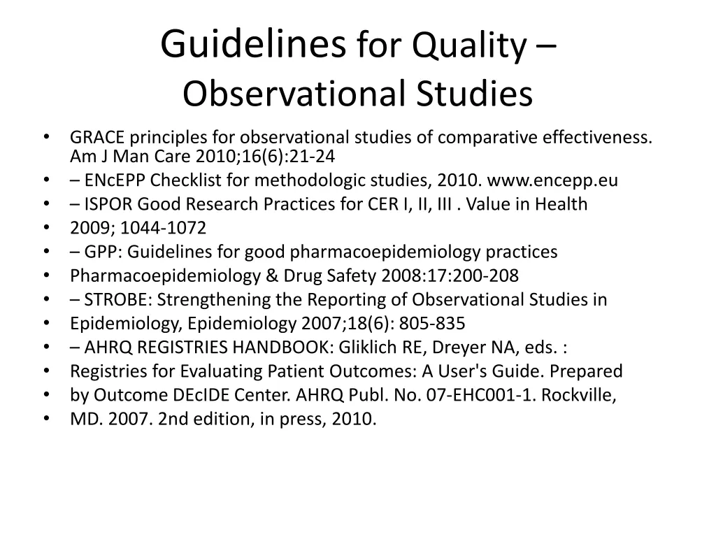 guidelines for quality observational studies