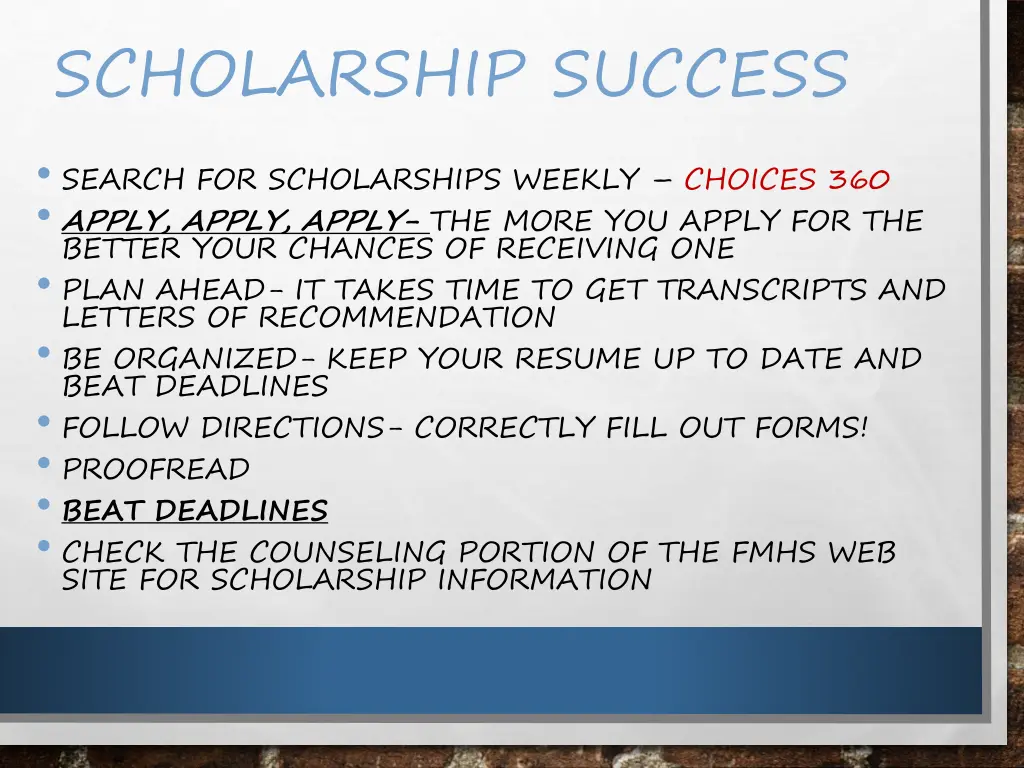 scholarship success search for scholarships