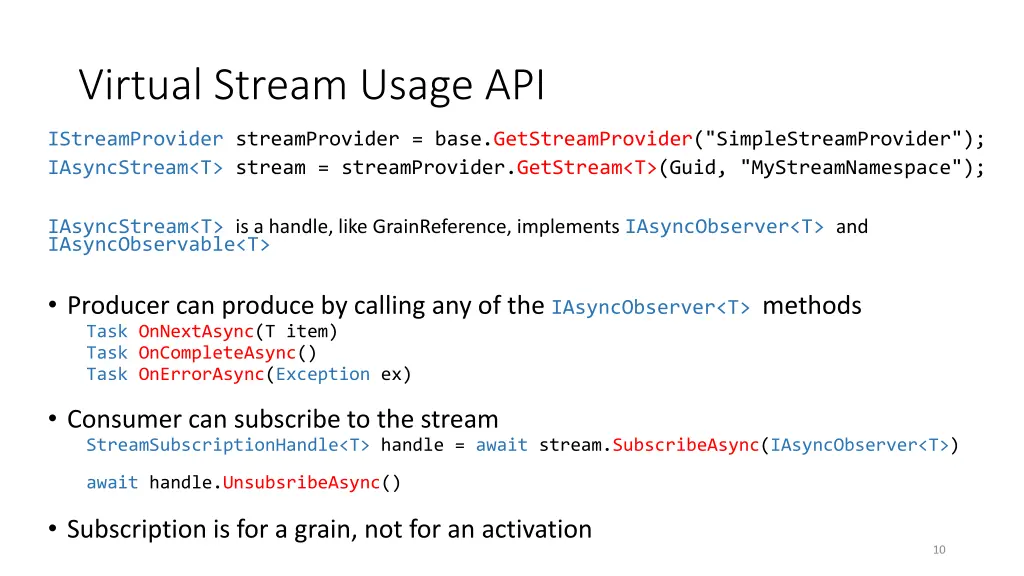 virtual stream usage api