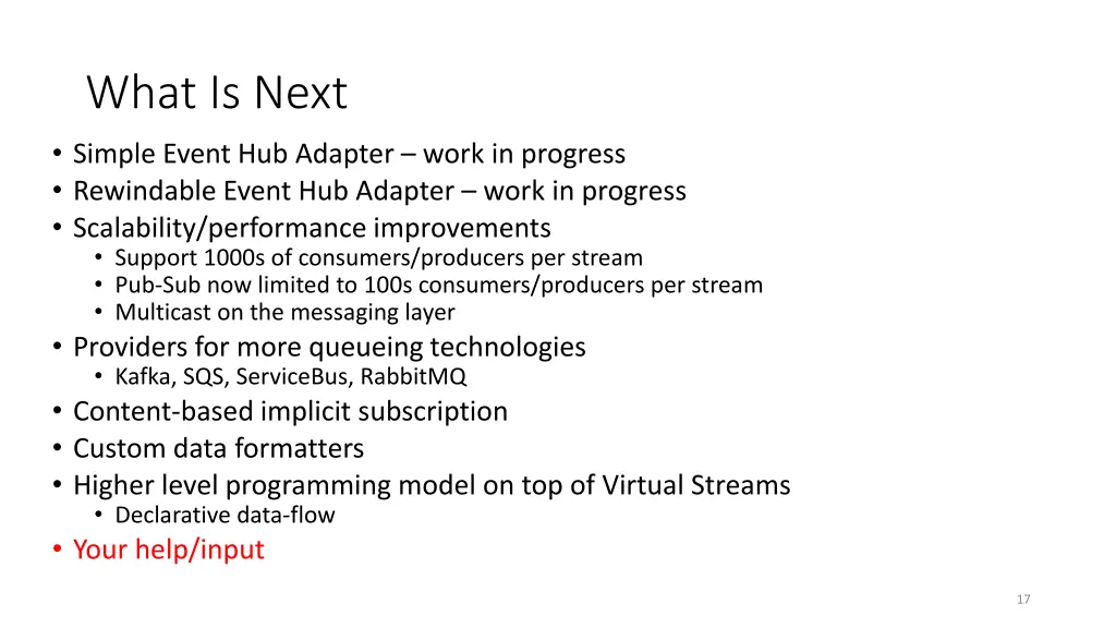 what is next simple event hub adapter work