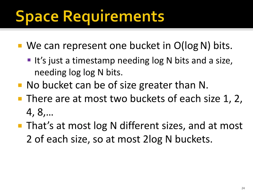 we can represent one bucket in o log n bits