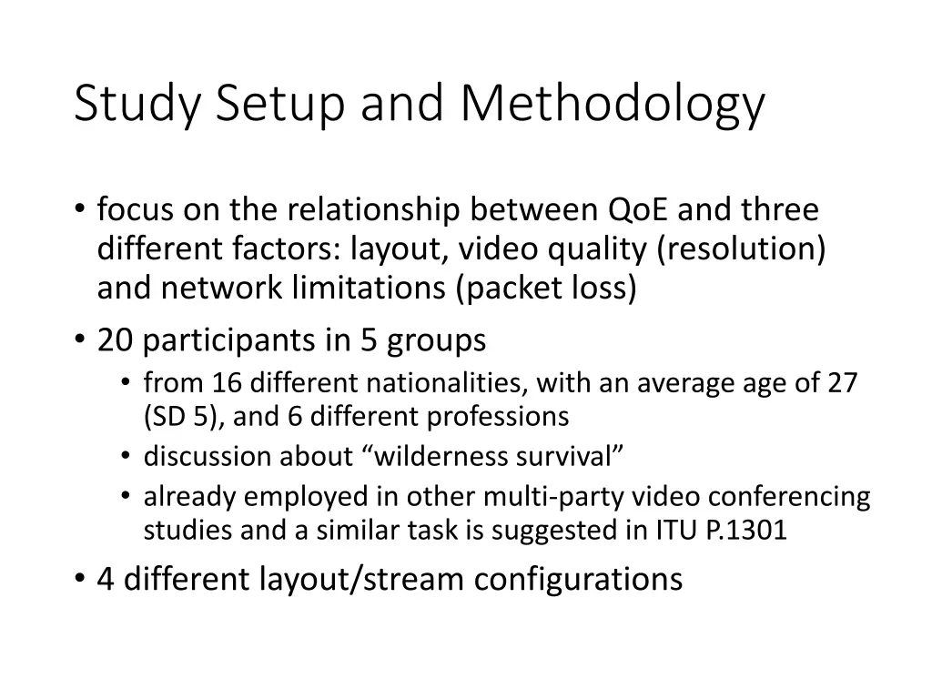 study setup and methodology