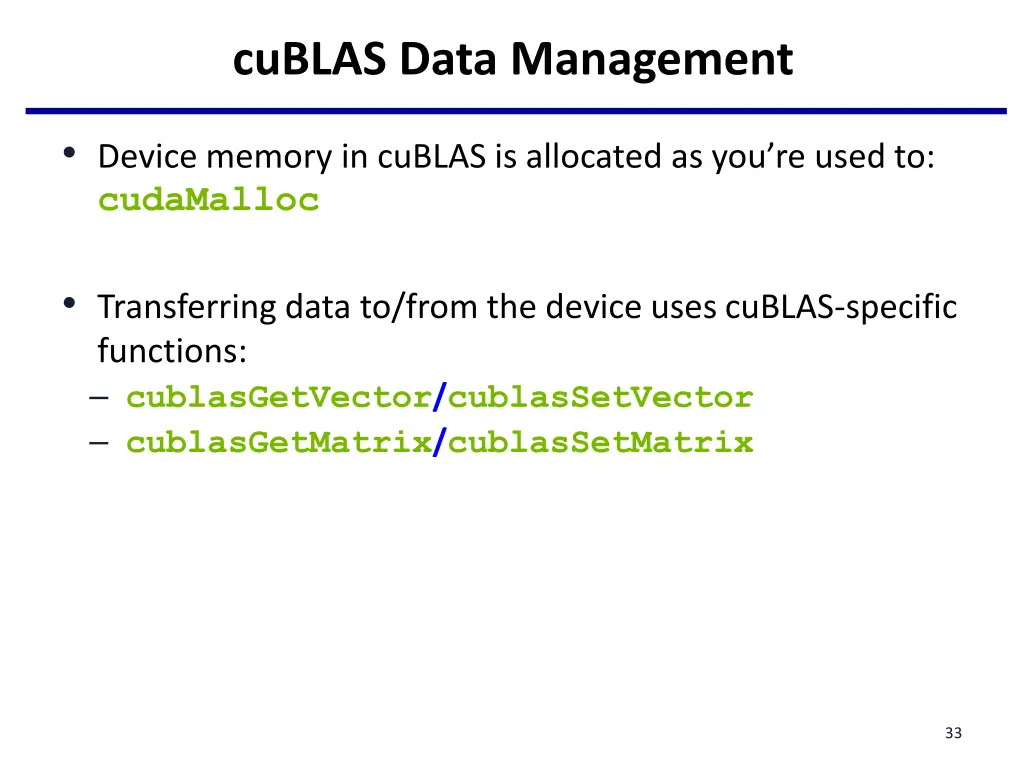 cublas data management