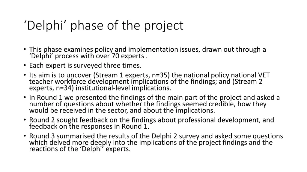 delphi phase of the project