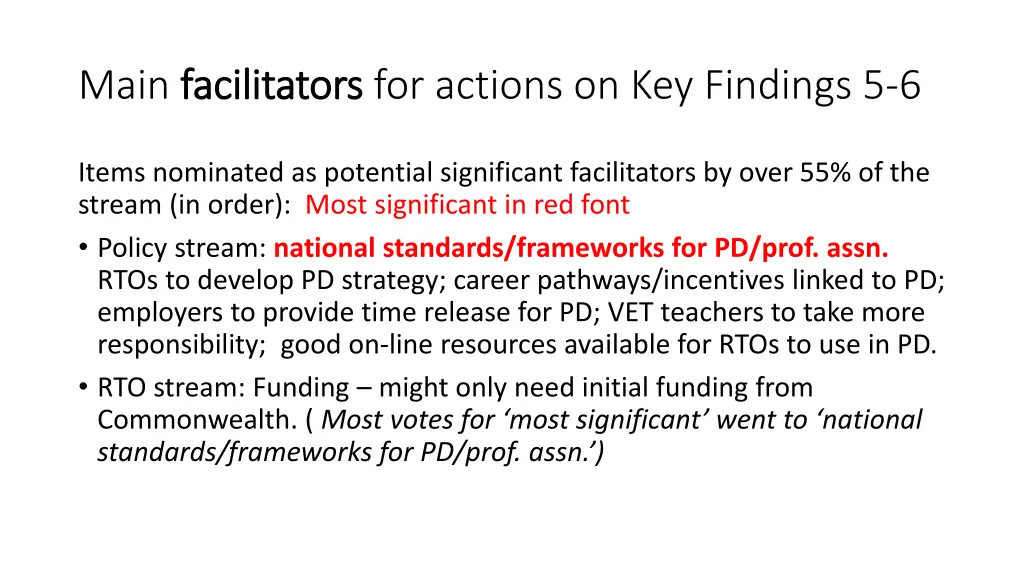main facilitators facilitators for actions