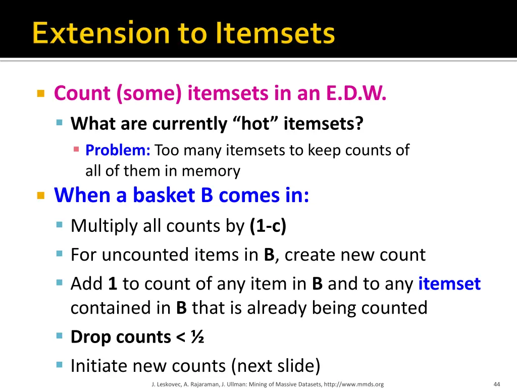 count some itemsets in an e d w what