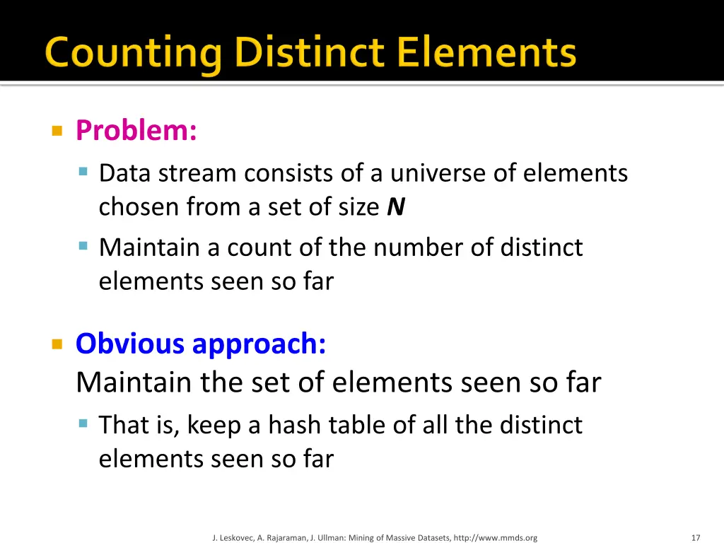 problem data stream consists of a universe