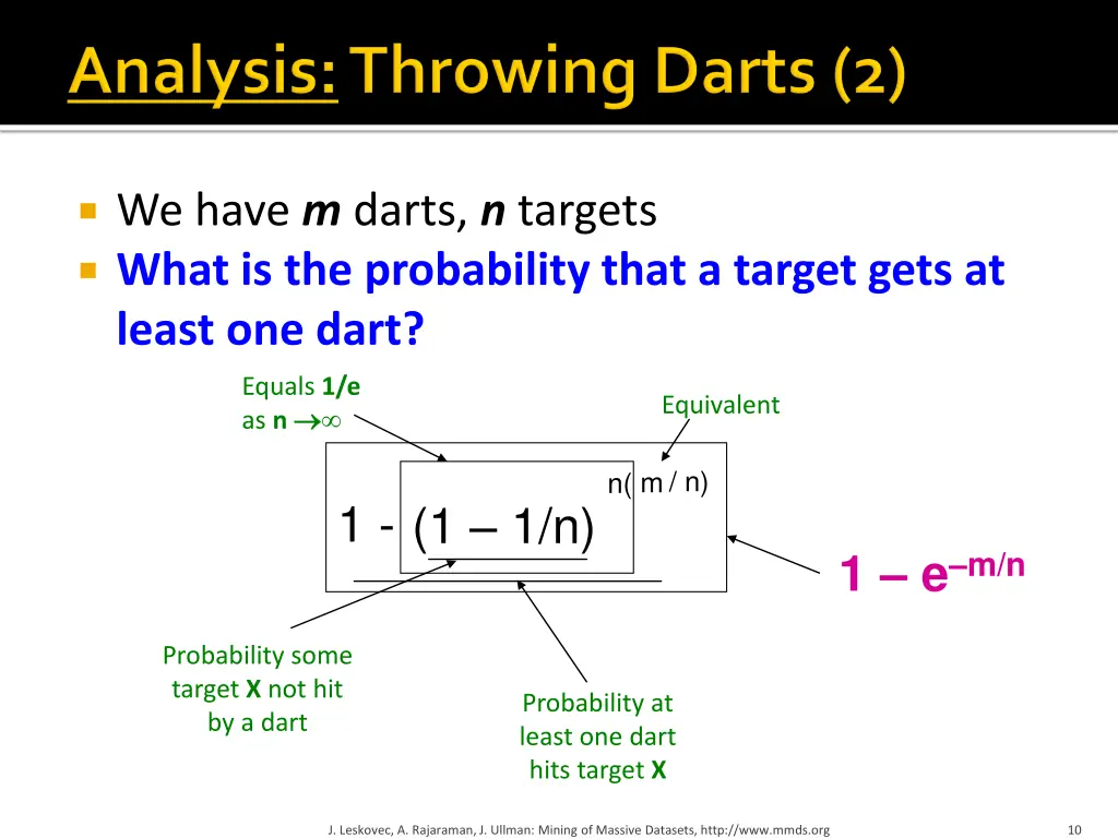 we have m darts n targets what is the probability