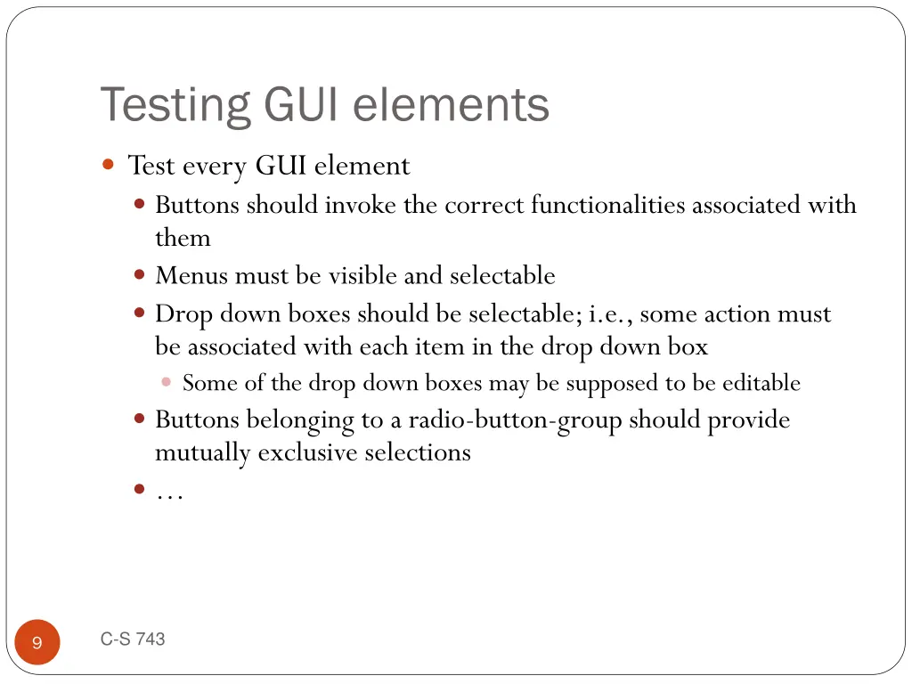 testing gui elements