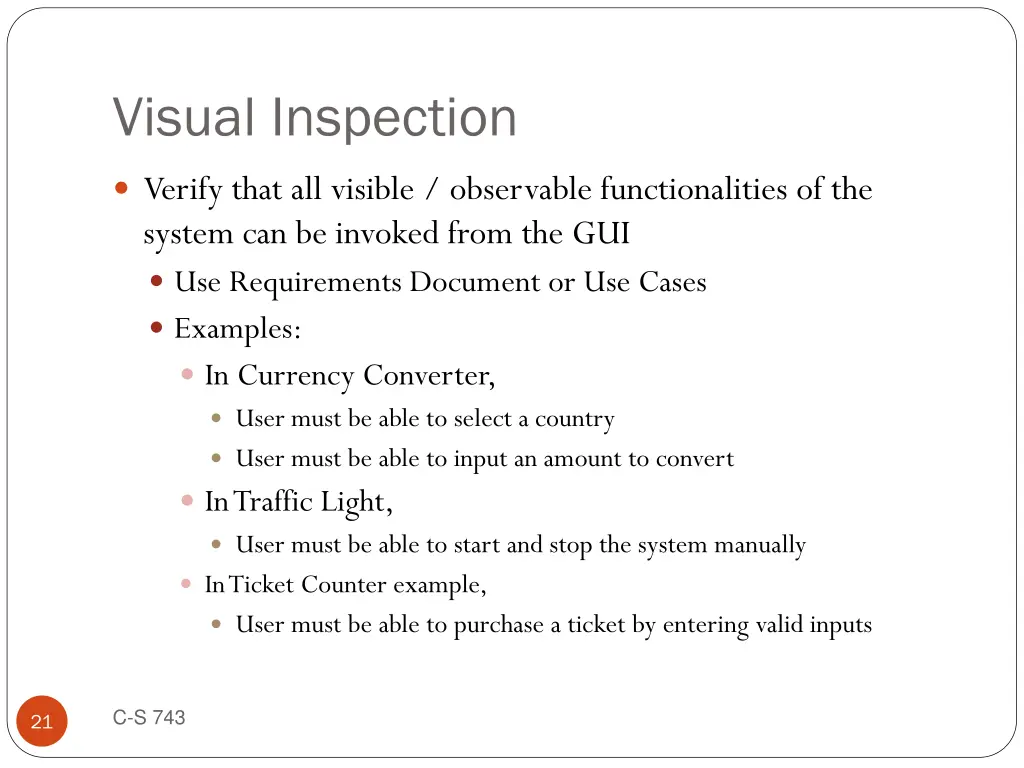 visual inspection