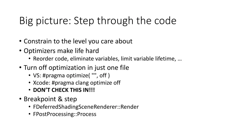 big picture step through the code