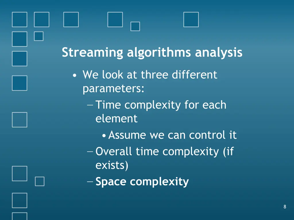 streaming algorithms analysis