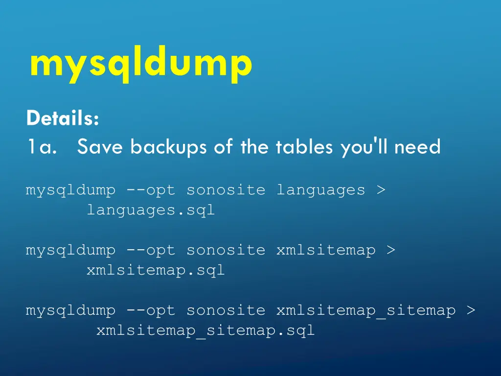 mysqldump