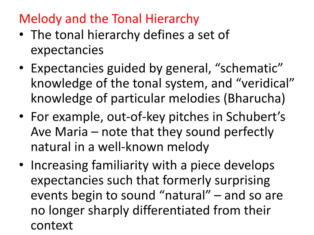 melody and the tonal hierarchy the tonal