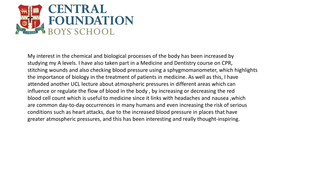 my interest in the chemical and biological 1