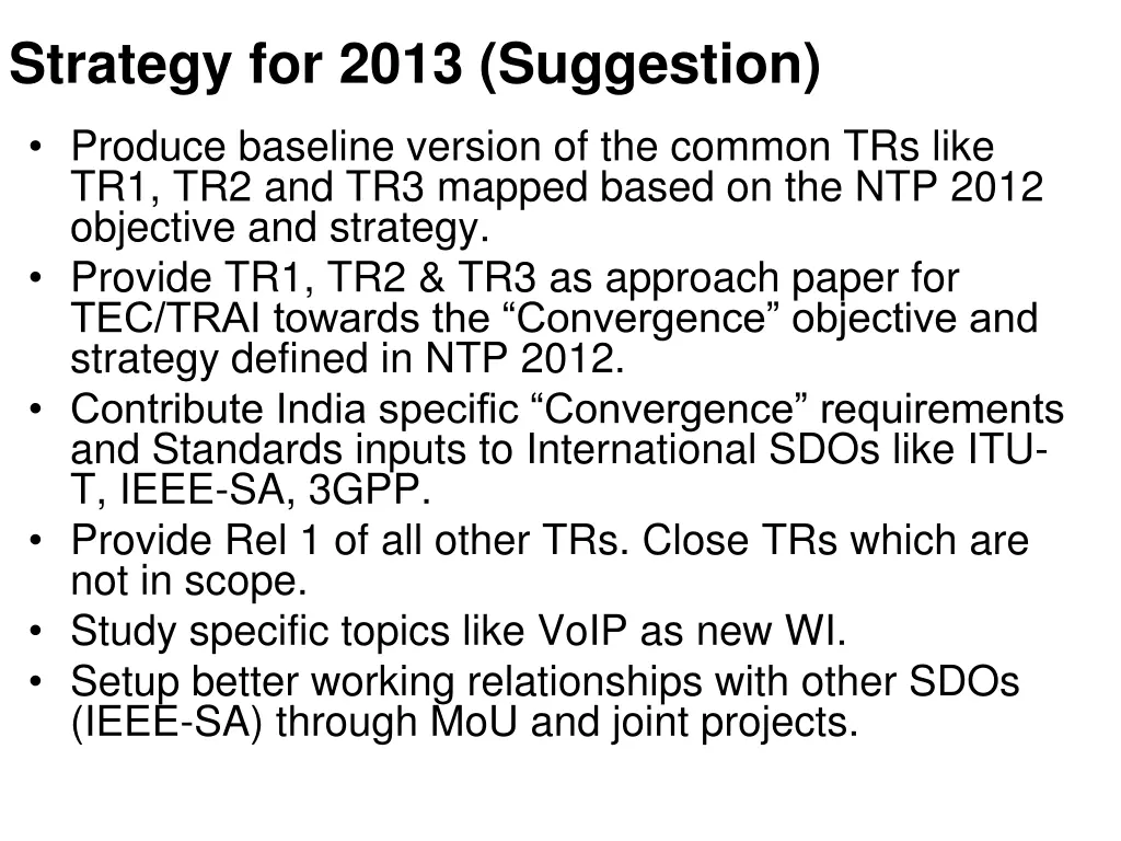 strategy for 2013 suggestion