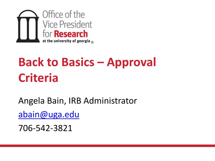back to basics approval criteria