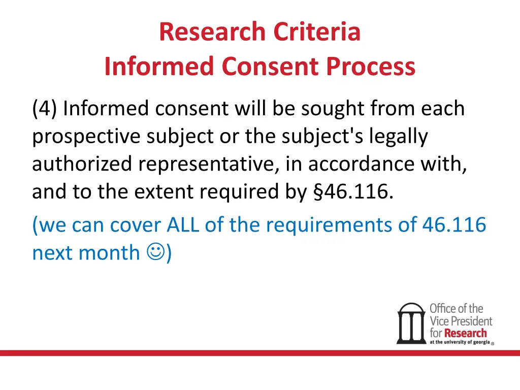 research criteria informed consent process