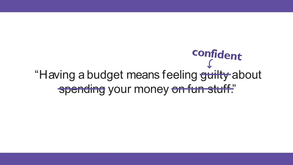 having abudget meansfeeling guilty about spending 1