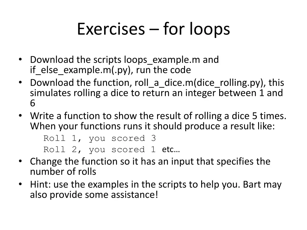 exercises for loops
