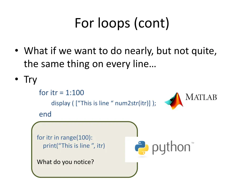 for loops cont