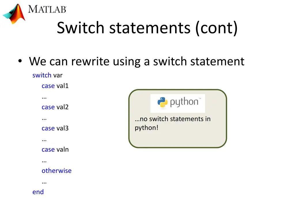 switch statements cont