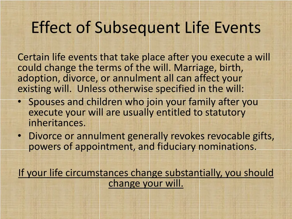 effect of subsequent life events